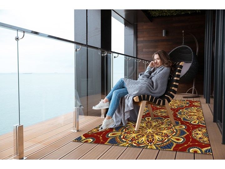Wykładzina tarasowa zewnętrzna Złote wzory 80x120 cm 60x90 cm Winyl Prostokątny Dywany Pomieszczenie Balkon i taras