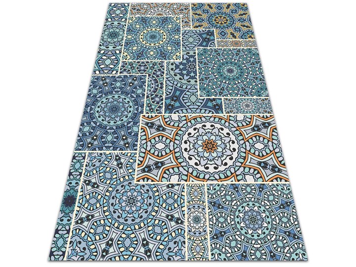 Dywan ogrodowy piękny wzór Mandala patchwork Winyl 80x120 cm Prostokątny Dywany 60x90 cm Kolor Granatowy