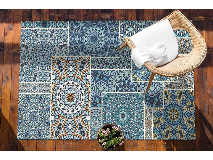 Dywan ogrodowy piękny wzór Mandala patchwork Prostokątny Dywany 80x120 cm 60x90 cm Winyl Kategoria Dywany