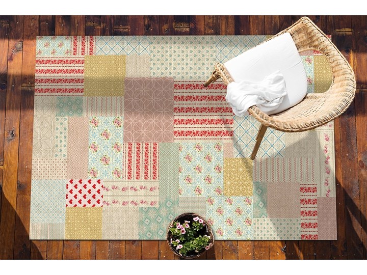 Tarasowy dywan zewnętrzny Kolorowy patchwork Winyl 80x120 cm Prostokątny 60x90 cm Dywany Kategoria Dywany
