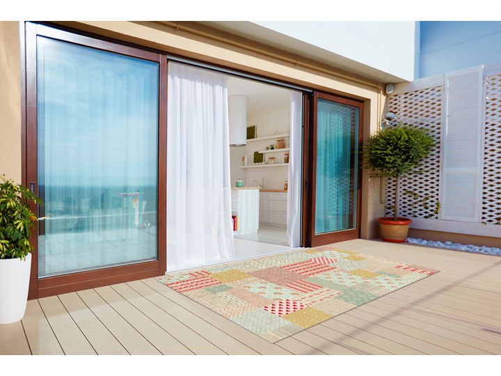 Tarasowy dywan zewnętrzny Kolorowy patchwork 60x90 cm 80x120 cm Dywany Winyl Prostokątny Pomieszczenie Sypialnia