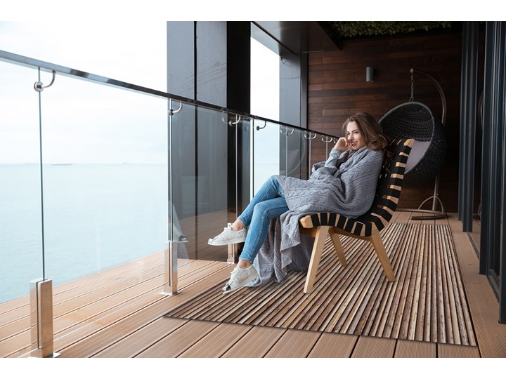 Dywan na taras do ogrodu na balkon Bambusowa mata 60x90 cm Winyl 80x120 cm Dywany Prostokątny Kolor Brązowy