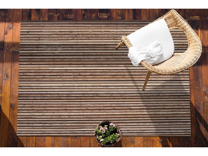 Dywan na taras do ogrodu na balkon Bambusowa mata Dywany 80x120 cm Prostokątny Kolor Brązowy Winyl 60x90 cm Pomieszczenie Przedpokój