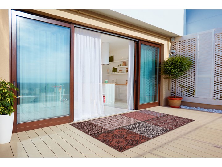 Dywan na taras zewnętrzny Mieszanka stylów Kolor Bordowy 60x90 cm Dywany Winyl 80x120 cm Prostokątny Pomieszczenie Balkon i taras