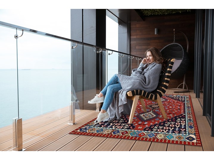 Nowoczesny dywan na balkon wzór Antyczny wzór 80x120 cm Dywany Prostokątny Winyl 60x90 cm Pomieszczenie Salon Kolor Bordowy