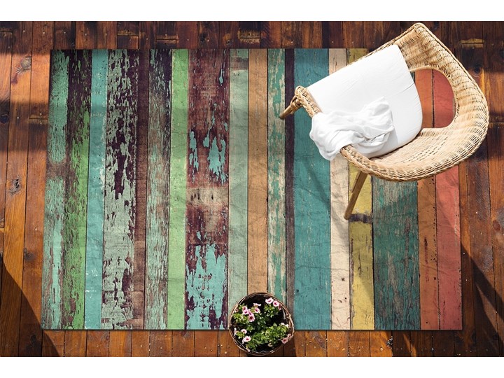 Dywan na taras do ogrodu na balkon Kolorowe deski Prostokątny 60x90 cm Dywany Winyl 80x120 cm Pomieszczenie Balkon i taras