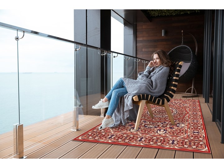Dywan ogrodowy piękny wzór Antyczna symetria 60x90 cm Dywany Prostokątny Pomieszczenie Balkon i taras Winyl 80x120 cm Kolor Bordowy