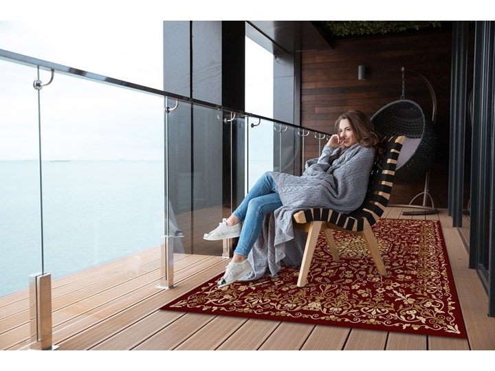 Dywan na taras do ogrodu na balkon Roślinny deseń Winyl Prostokątny 60x90 cm Dywany 80x120 cm Kolor Bordowy