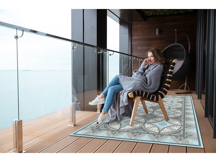 Dywan ogrodowy piękny wzór Geometryczne koła 80x120 cm Prostokątny Dywany 60x90 cm Winyl Pomieszczenie Sypialnia