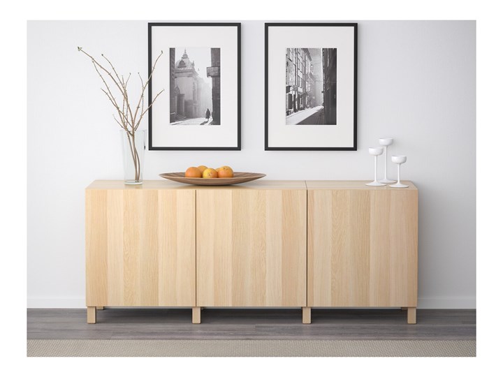 IKEA BESTÅ Kombinacja z drzwiami, Dąb bejcowany na biało/Lappviken/Stubbarp dąb bejcowany na biało, 180x42x74 cm Z szafkami Wysokość 42 cm Pomieszczenie Pokój nastolatka Szerokość 180 cm Płyta MDF Głębokość 42 cm Drewno Kolor Beżowy