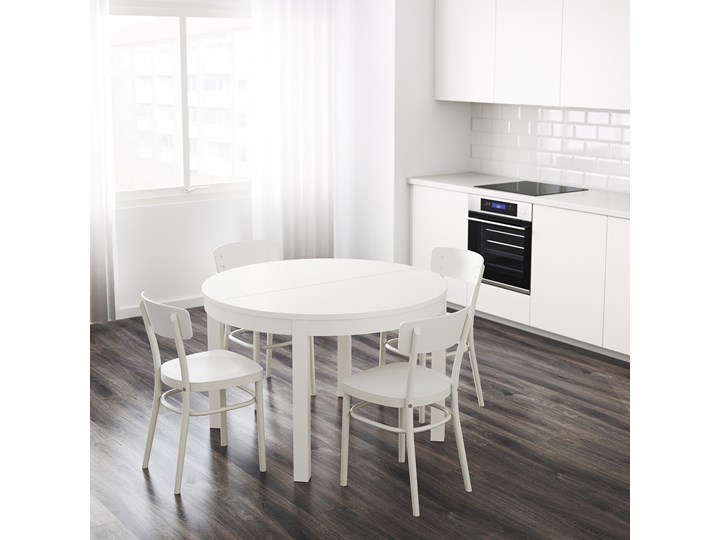 IKEA BJURSTA Stół rozkładany, Biały, 115/166 cm Płyta MDF Drewno Szerokość 115 cm Długość 115 cm Rozkładanie Rozkładane