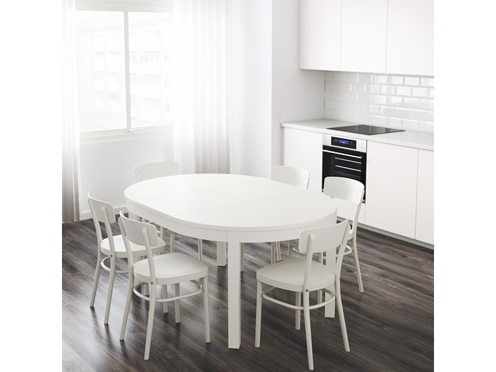 IKEA BJURSTA Stół rozkładany, Biały, 115/166 cm Szerokość 115 cm Drewno Rozkładanie Rozkładane Płyta MDF Długość 115 cm Kategoria Stoły kuchenne