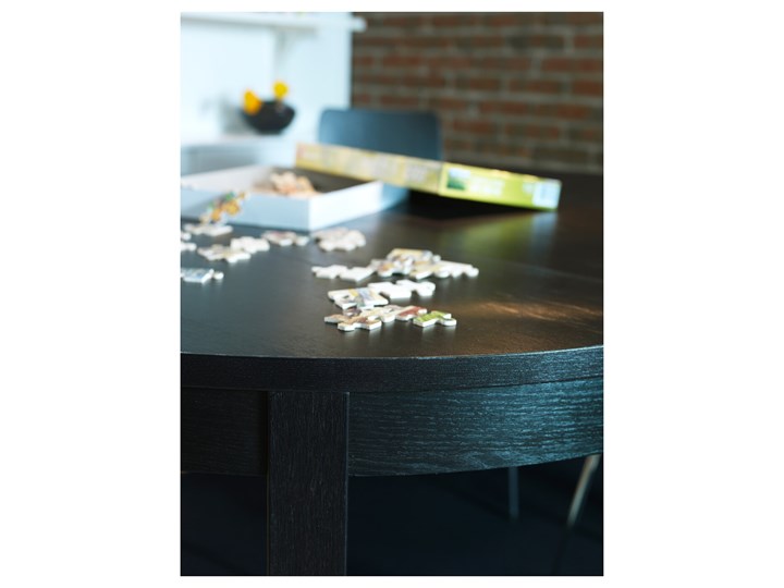 IKEA BJURSTA Stół rozkładany, Brązowoczarny, 115/166 cm Długość 115 cm Szerokość 115 cm Płyta MDF Rozkładanie Rozkładane