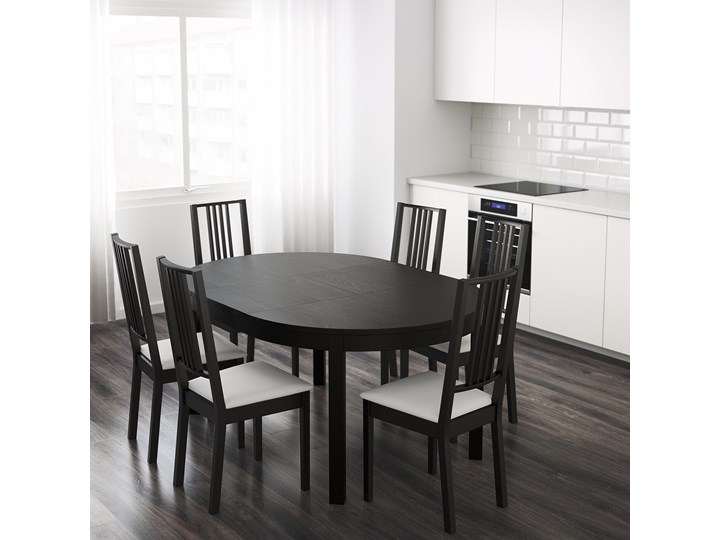 IKEA BJURSTA Stół rozkładany, Brązowoczarny, 115/166 cm Płyta MDF Szerokość 115 cm Długość 115 cm Rozkładanie Rozkładane
