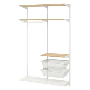IKEA BOAXEL Kombinacja szafy, biały/dąb, 125x40x201 cm