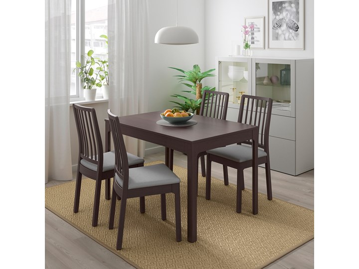 IKEA EKEDALEN / EKEDALEN Stół i 4 krzesła, ciemnobrązowy/Orrsta jasnoszary, 120/180 cm Kolor Czarny