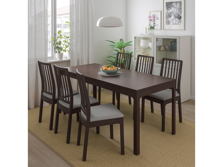 IKEA EKEDALEN / EKEDALEN Stół i 4 krzesła, ciemnobrązowy/Orrsta jasnoszary, 120/180 cm Kolor Czarny Kategoria Stoły z krzesłami