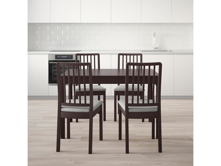 IKEA EKEDALEN / EKEDALEN Stół i 4 krzesła, ciemnobrązowy/Orrsta jasnoszary, 120/180 cm Kolor Czarny Kategoria Stoły z krzesłami