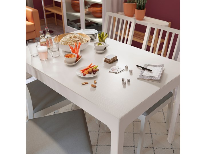 IKEA EKEDALEN Stół rozkładany, Biały, 120/180x80 cm Szerokość 180 cm Długość 120 cm  Płyta MDF Kategoria Stoły kuchenne
