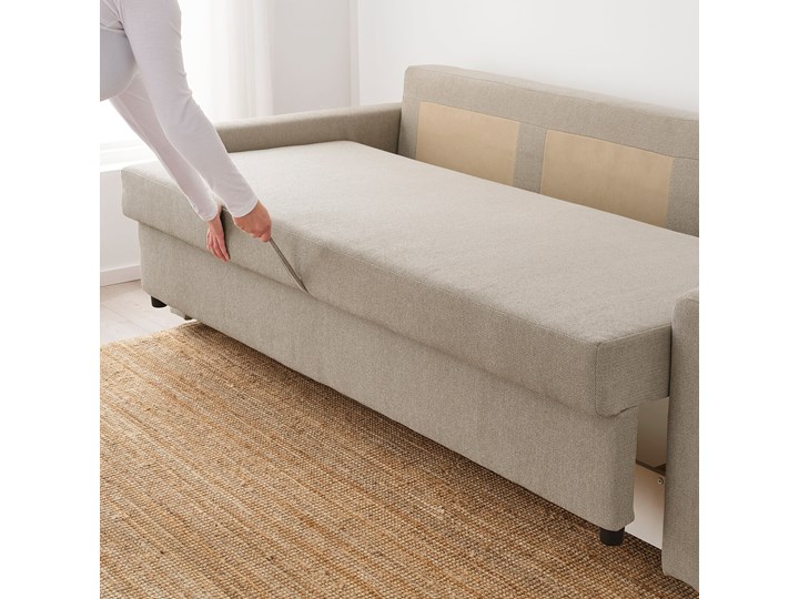 IKEA FRIHETEN Rozkładana sofa 3-osobowa, Hyllie beżowy, Szerokość: 225 cm Amerykanka Głębokość 105 cm Kategoria Sofy i kanapy