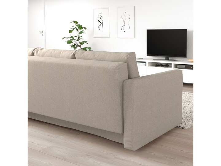 IKEA FRIHETEN Rozkładana sofa 3-osobowa, Hyllie beżowy, Szerokość: 225 cm Amerykanka Funkcje Z pojemnikiem na pościel Głębokość 105 cm Pomieszczenie Salon
