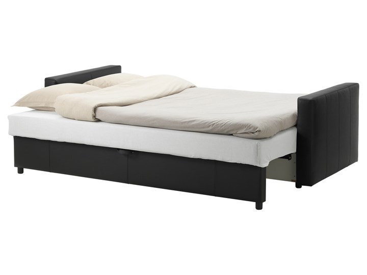 IKEA FRIHETEN Sofa trzyosobowa rozkładana, Bomstad czarny, Szerokość: 225 cm Głębokość 105 cm Amerykanka Styl Nowoczesny
