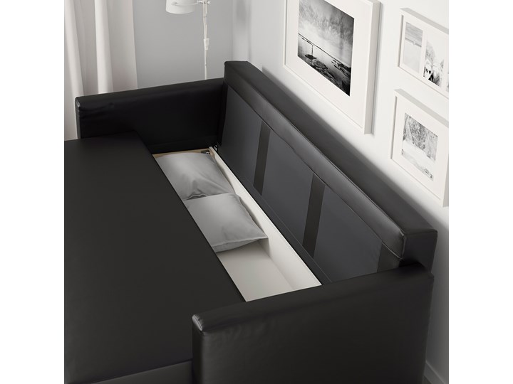 IKEA FRIHETEN Sofa trzyosobowa rozkładana, Bomstad czarny, Szerokość: 225 cm Amerykanka Głębokość 105 cm Pomieszczenie Salon