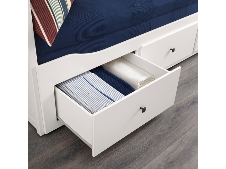 HEMNES Leżanka z 3 szufladami, 2 materace Rozmiar materaca 80x200 cm Podwójne Kolor Biały