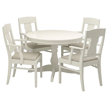 IKEA INGATORP / INGATORP Stół i 4 krzesła, biały, 110/155 cm