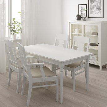 IKEA INGATORP / INGATORP Stół i 4 krzesła, biały, 155/215 cm
