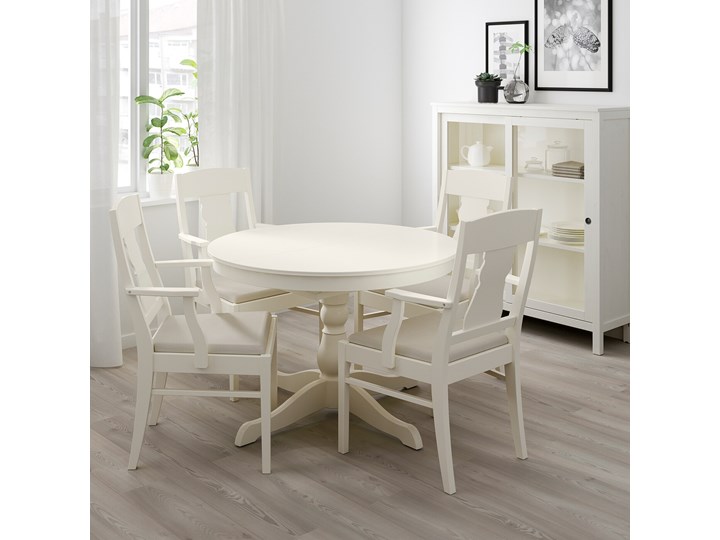 IKEA INGATORP / INGATORP Stół i 4 krzesła, biały, 110/155 cm Kolor Beżowy