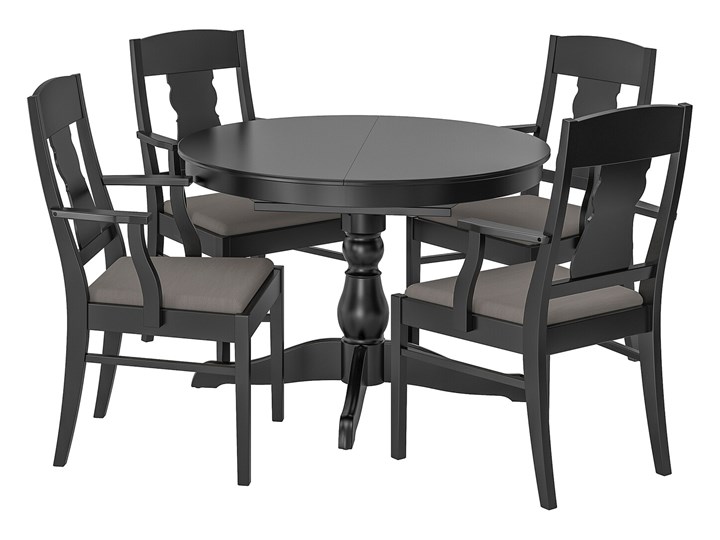 IKEA INGATORP / INGATORP Stół i 4 krzesła, czarny, 110/155 cm