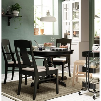 IKEA INGATORP / INGATORP Stół i 4 krzesła, czarny, 110/155 cm