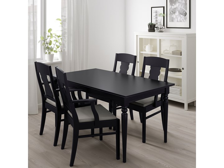 IKEA INGATORP / INGATORP Stół i 4 krzesła, czarny, 155/215 cm Pomieszczenie Jadalnia