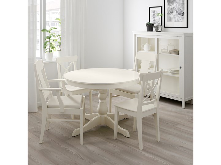 IKEA INGATORP / INGOLF Stół i 4 krzesła, biały/Nordvalla beżowy, 110/155 cm Kategoria Stoły z krzesłami