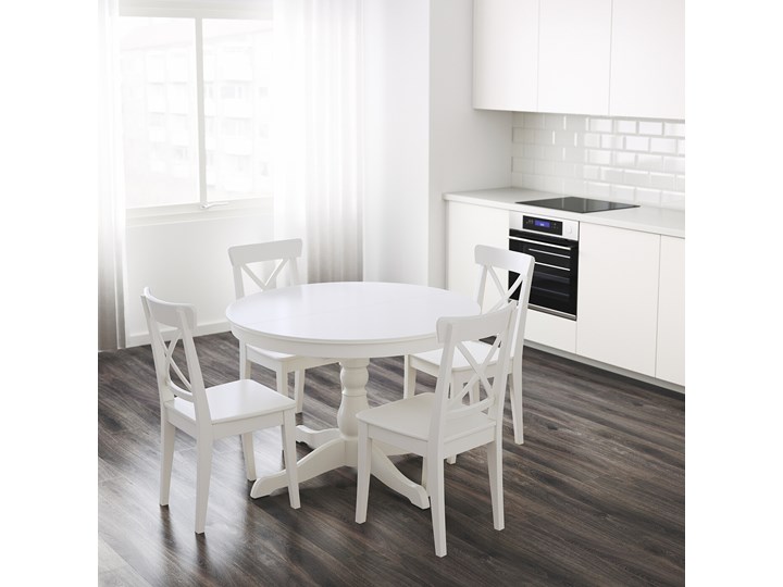 IKEA INGATORP Stół rozkładany, Biały, 110/155 cm Płyta MDF Styl Prowansalski