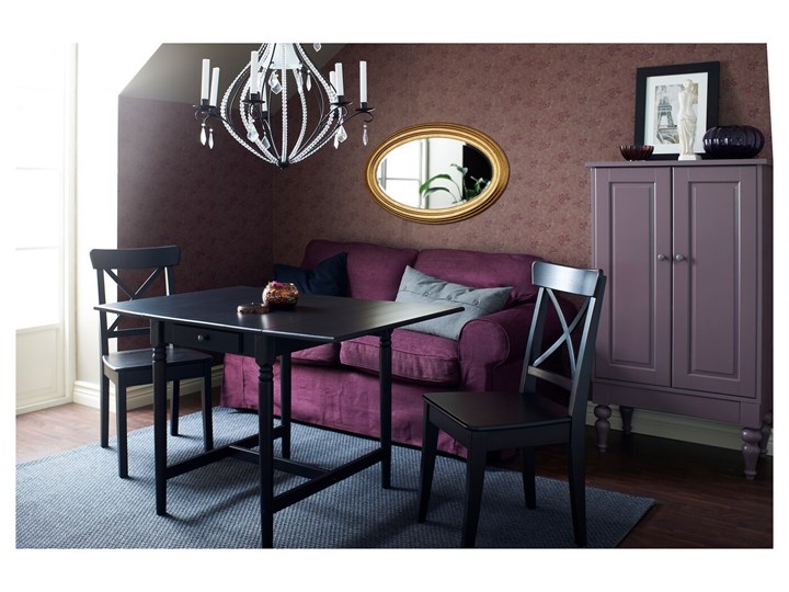IKEA INGATORP Stół z opuszczanym blatem, Czarnobrąz, 65/123x78 cm Płyta MDF Sosna Długość 65 cm Wysokość 75 cm Rozkładanie Rozkładane Długość 123 cm Kształt blatu Prostokątny