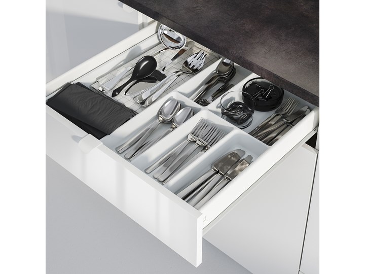 IKEA KNOXHULT Kuchnia, połysk biały, 220x61x220 cm Kategoria Zestawy mebli kuchennych Zestawy gotowe Kolor Szary
