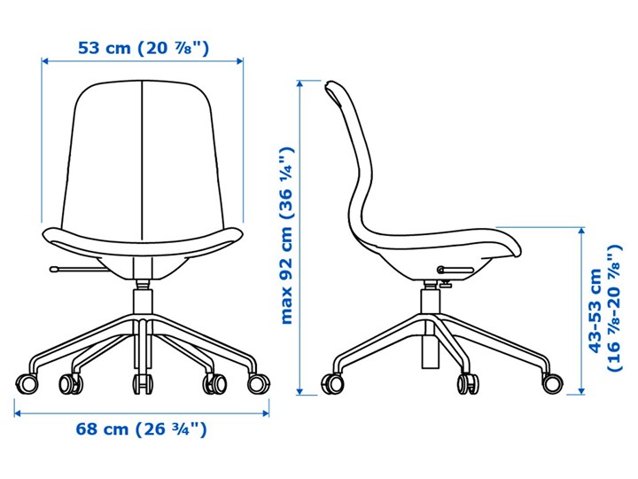 IKEA LÅNGFJÄLL Krzesło konferencyjne, Gunnared ciemnoszary/czarny, Przetestowano dla: 110 kg Metal Typ Regulowane