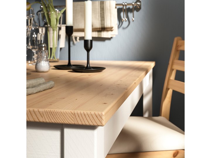 IKEA LERHAMN Stół i 4 krzesła, bejca jasna patyna biała bejca/Vittaryd beżowy, 118x74 cm Kolor Brązowy Pomieszczenie Jadalnia