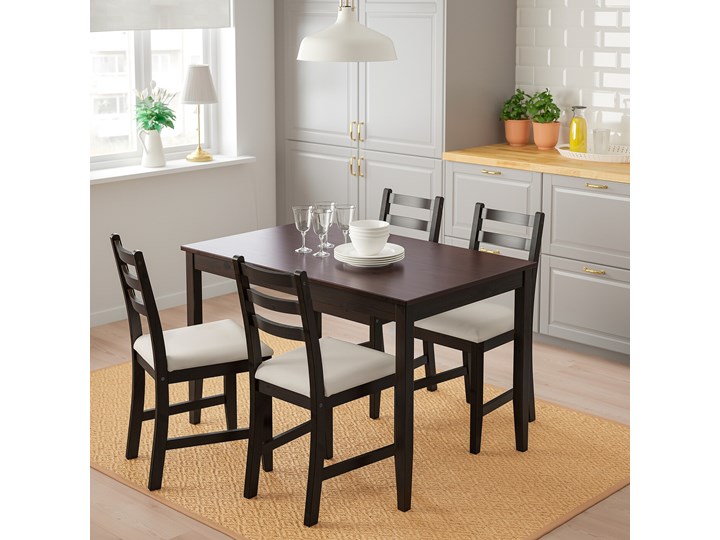 IKEA LERHAMN Stół i 4 krzesła, czarnybrąz/Vittaryd beżowy, 118x74 cm Pomieszczenie Jadalnia Kategoria Stoły z krzesłami
