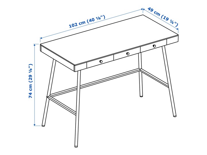 LILLASEN Biurko Szerokość 102 cm Głębokość 49 cm Biurko konsola Kategoria Biurka Styl Skandynawski