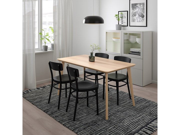 IKEA LISABO / IDOLF Stół i 4 krzesła, okleina jesionowa/czarny, 140x78 cm Kategoria Stoły z krzesłami