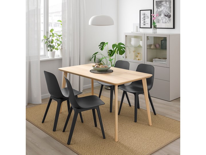 IKEA LISABO / ODGER Stół i 4 krzesła, okleina jesionowa/antracyt, 140x78 cm Kategoria Stoły z krzesłami