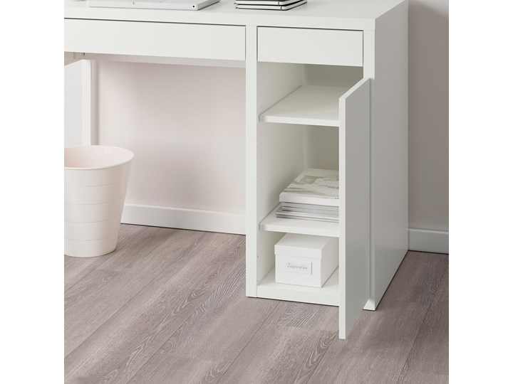 IKEA MICKE Biurko, Biały, 105x50 cm Płyta MDF Szerokość 105 cm Pomieszczenie Biuro Biurko regulowane Kategoria Biurka
