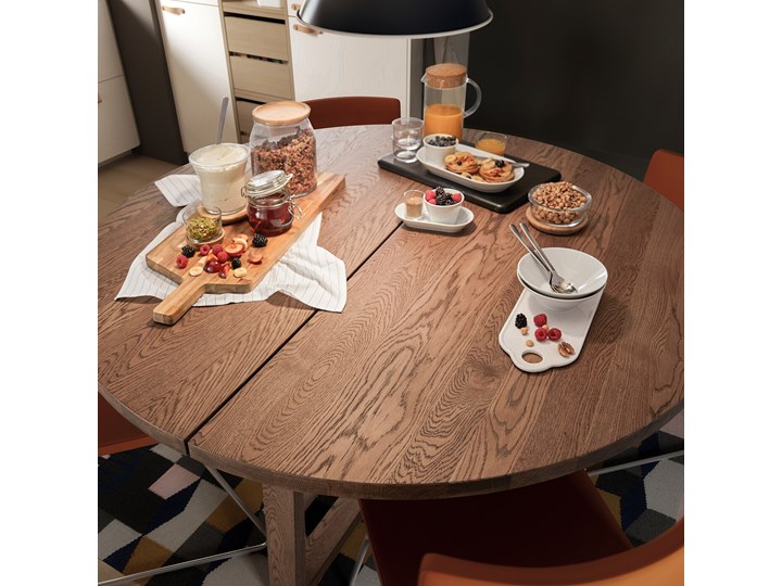IKEA MÖRBYLÅNGA Stół, okl dęb brązowa bejca, 145 cm Wysokość 75 cm Drewno Rozkładanie