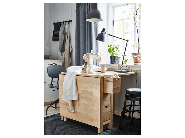IKEA NORDEN Stół z opuszczanym blatem, Brzoza, 26/89/152x80 cm Drewno Długość 152 cm Kolor Beżowy