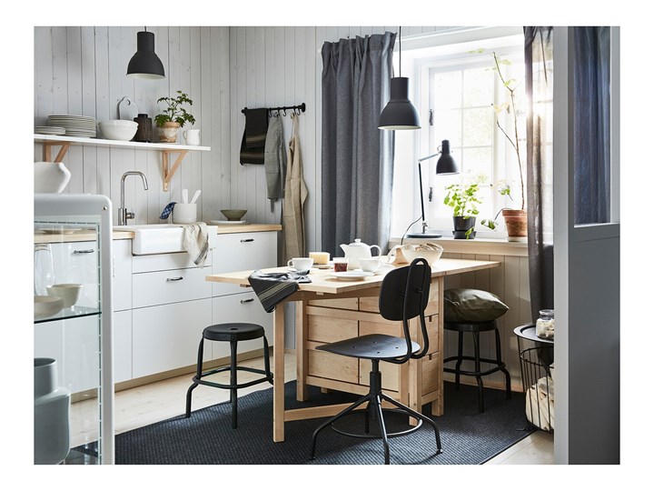 IKEA NORDEN Stół z opuszczanym blatem, Brzoza, 26/89/152x80 cm Drewno Długość 152 cm Kolor Beżowy
