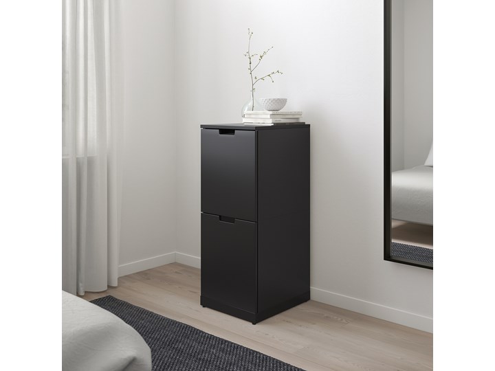 NORDLI Komoda, 2 szuflady Głębokość 47 cm Szerokość 40 cm Wysokość 99 cm Szerokość 99 cm Z szufladami Kolor Czarny Pomieszczenie Sypialnia