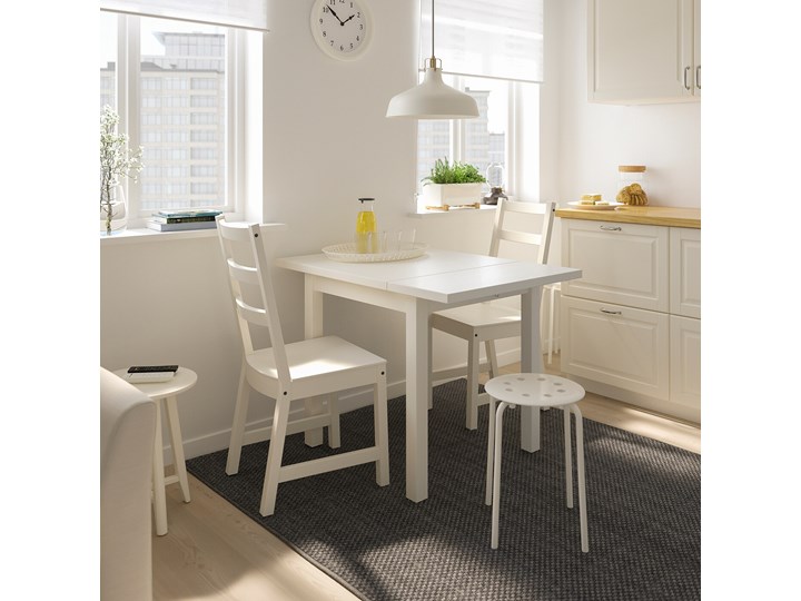 IKEA NORDVIKEN / NORDVIKEN Stół i 2 krzesła, biały/biały, 74/104x74 cm Pomieszczenie Jadalnia